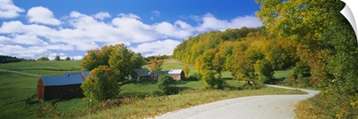 Barns near a road, Jenny Farm, Vermont, New England