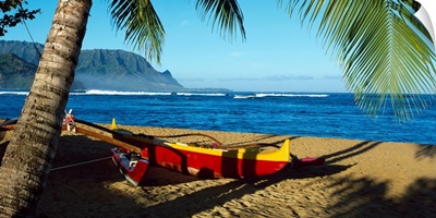 Beach Boat Hanalei Bay Kauai HI