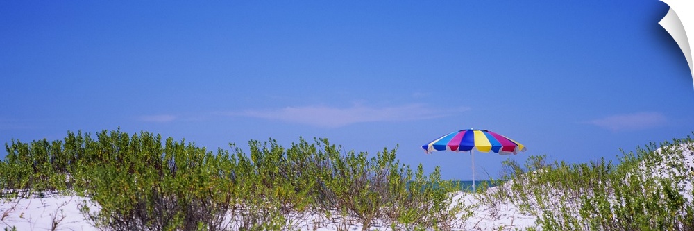 Beach umbrella on the beach, Fort De Soto Park, Tierra Verde, Gulf of Mexico, Florida