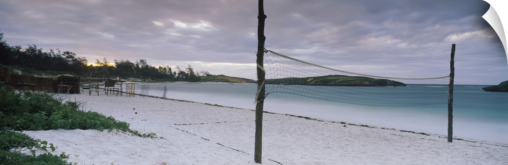 Beach volleyball net on the beach, Watamu, Coast Province, Kenya