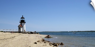 Beach with a lighthouse in the background, Brant Point Lighthouse, Nantucket, Massachusetts