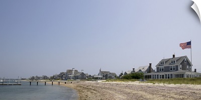 Beach with buildings in the background, Jetties Beach, Nantucket, Massachusetts