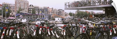 Bicycles parked in a parking lot, Amsterdam, Netherlands
