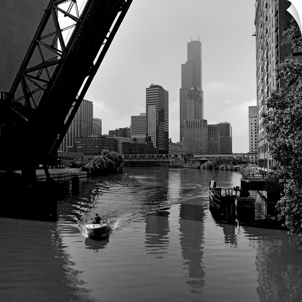 Boat in a river, Chicago River, Chicago, Cook County, Illinois, USA