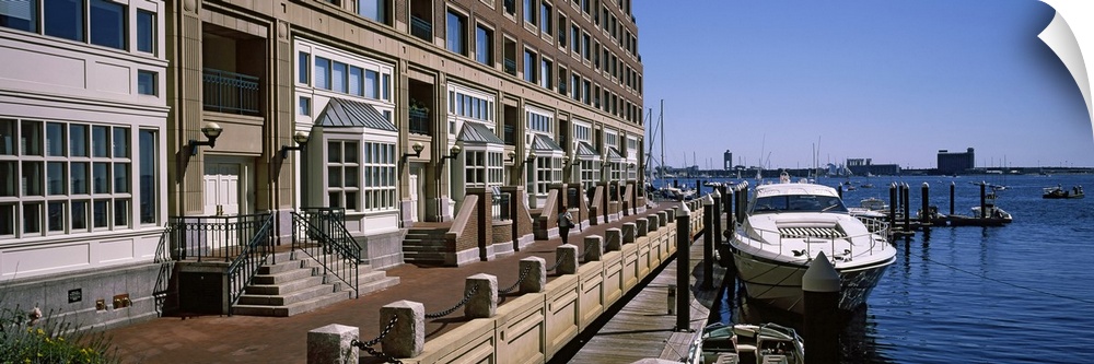 Boats at a harbor, Rowe's Wharf, Boston Harbor, Boston, Suffolk County, Massachusetts