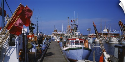 Boats docked at the harbor, Sjaelland, Denmark