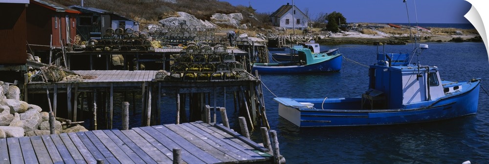 Boats moored at a harbor, Lower Prospect, Nova Scotia, Canada