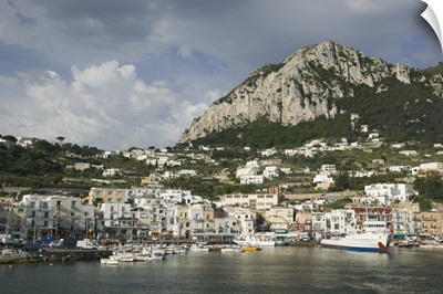 Boats moored at a port, Capri, Naples, Campania, Italy