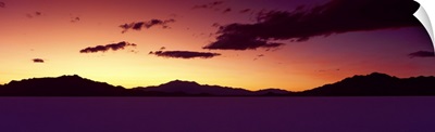 Bonneville Salt Flats UT w/ Mountains at sunset