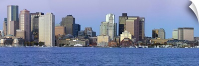 Boston Harbor and the Boston skyline at sunrise, Massachusetts