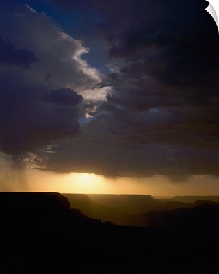 Breaking storm at sunset over the Grand Canyon, Arizona