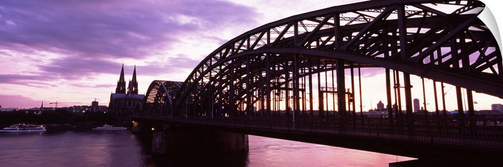 Germany, Cologne, Hohenzollern Bridge, Cathedral