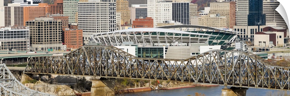 Bridge across a river Paul Brown Stadium Cincinnati Hamilton County Ohio