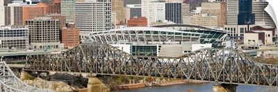 Bridge across a river Paul Brown Stadium Cincinnati Hamilton County Ohio