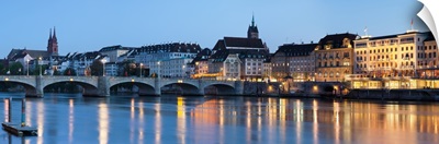 Bridge across a river with a cathedral in the background, Mittlere Rheinbrucke