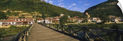 Bridge across a river with a city in the background, Veliko Tarnovo, Bulgaria