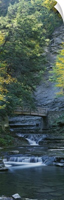 Bridge near a waterfall, Stony Brook State Park, Dansville, New York State