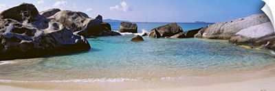 British Virgin Islands, Virgin Gorda, The Baths, Rock formation in the sea