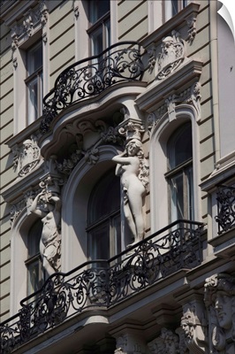 Building detail at 33 Elizabetes Iela Street, Art Nouveau District, Riga, Latvia