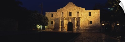 Building lit up at night, Alamo, San Antonio Missions National Historical Park, San Antonio, Texas