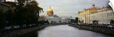 Buildings along a river, Moika River, St. Isaacs Cathedral, St. Petersburg, Russia