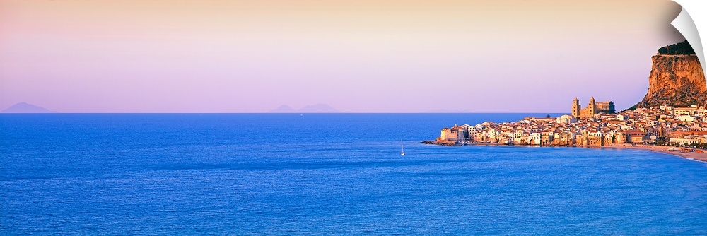 Buildings at the waterfront, Cefalu, Palermo Province, Sicily, Italy