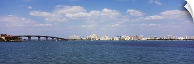 Buildings at the waterfront, John Ringling Causeway Bridge, Sarasota Bay, Sarasota, Sarasota County, Florida