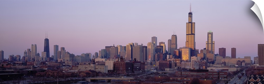 Buildings in a city at dusk, Chicago, Illinois