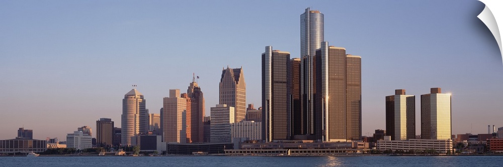 Panoramic skyscrapers of Detroit, MI.