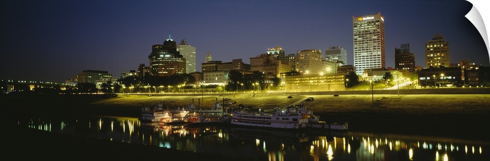 Buildings Lit Up At Dusk, Memphis, Tennessee