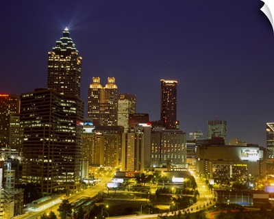 Buildings lit up at night, Atlanta, Georgia