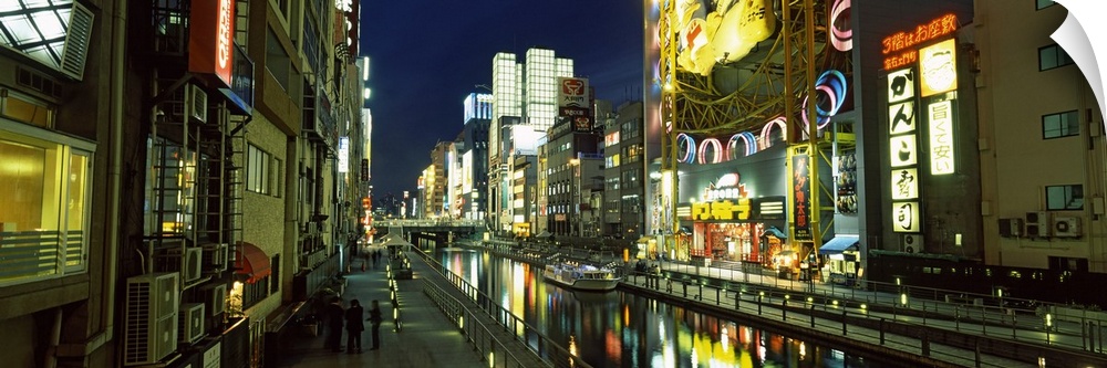 Buildings lit up at night, Dotonbori, Osaka, Osaka Prefecture, Kinki Region, Honshu, Japan