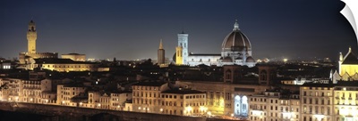 Buildings lit up at night, Florence, Tuscany, Italy