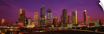 Buildings lit up at night Houston Texas
