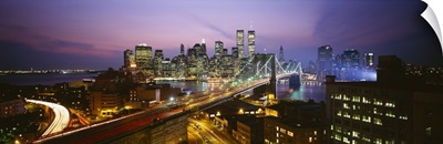 Buildings lit up at night, World Trade Center, Manhattan, New York City, New York State