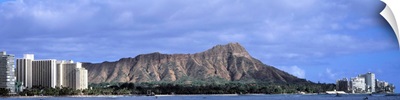 Buildings with mountain range in the background, Diamond Head, Honolulu, Oahu, Hawaii