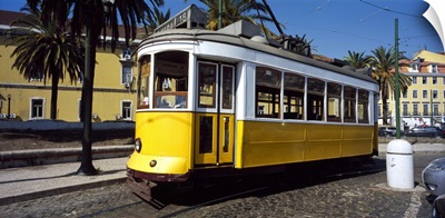 Cable car in a city Lisbon Portugal