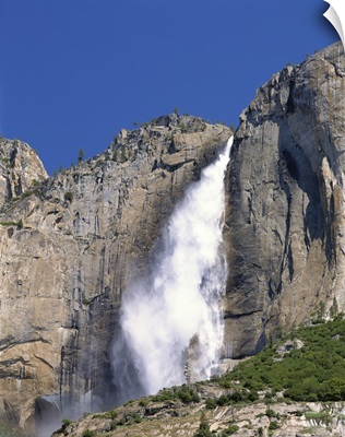 California, Yosemite National Park, Low angle view of a waterfall falling from the mountain