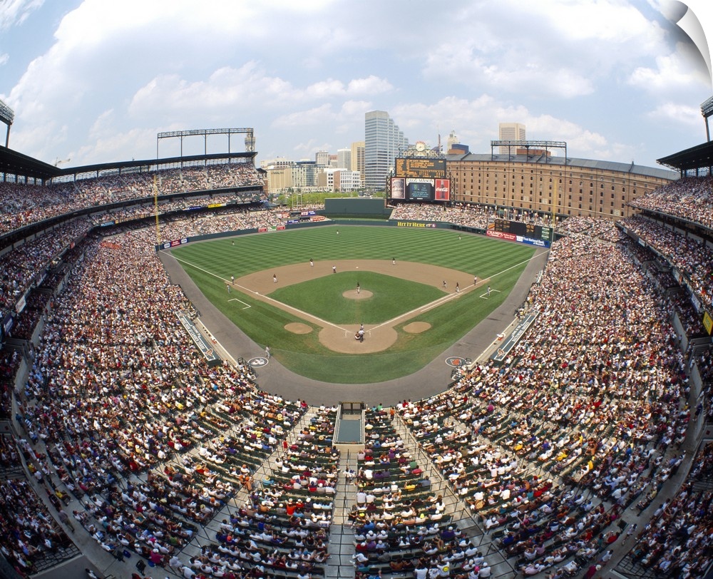 Big canvas print of a packed baseball stadium with a game going on in Maryland.