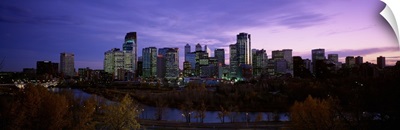 Canada, Alberta, Calgary, Crescent Drive, City at dusk from Crescent Drive
