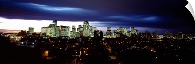 Canada, Alberta, Calgary, Crescent Drive, Storm clouds over a city