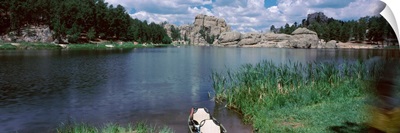 Canoe in a lake, Sylvan Lake, Black Hills, Custer State Park, Custer County, South Dakota,