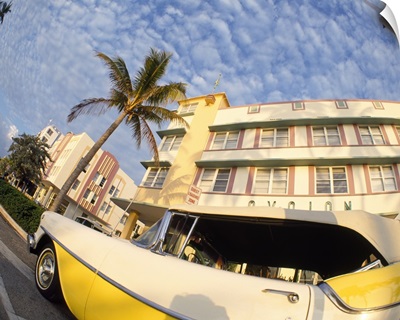 Car Art Deco Building Miami Beach FL