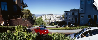 Cars on a street, Lombard Street, San Francisco, California