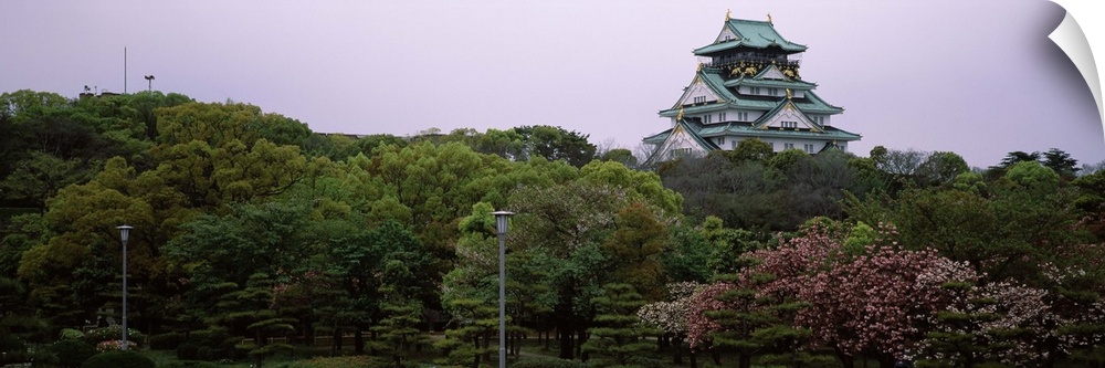 Castle in a forest, Osaka Castle, Chuo Ward, Osaka, Osaka Prefecture, Kinki Region, Honshu, Japan