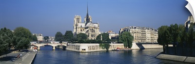 Cathedral along a river, Notre Dame Cathedral, Seine River, Paris, France