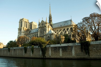 Cathedral at the waterfront, Notre Dame, Seine River, Paris, Ile-De-France, France