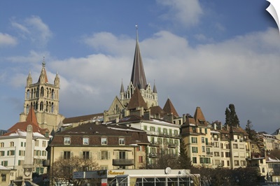 Cathedral in a city, Lausanne, Switzerland