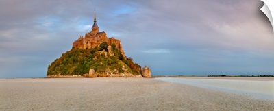 Cathedral on an island, Mont Saint-Michel, Manche, Basse-Normandy, France