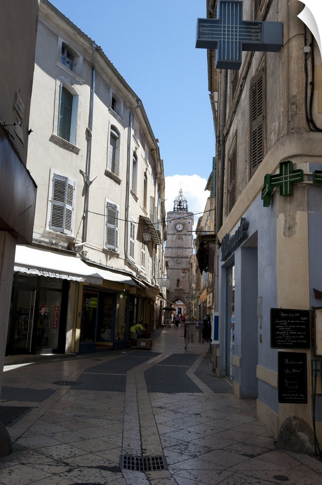 Buildings along a pedestrian street, Cathedrale Ste-Anne, Apt, Luberon, Vaucluse, Provence-Alpes-Cote d'Azur, France